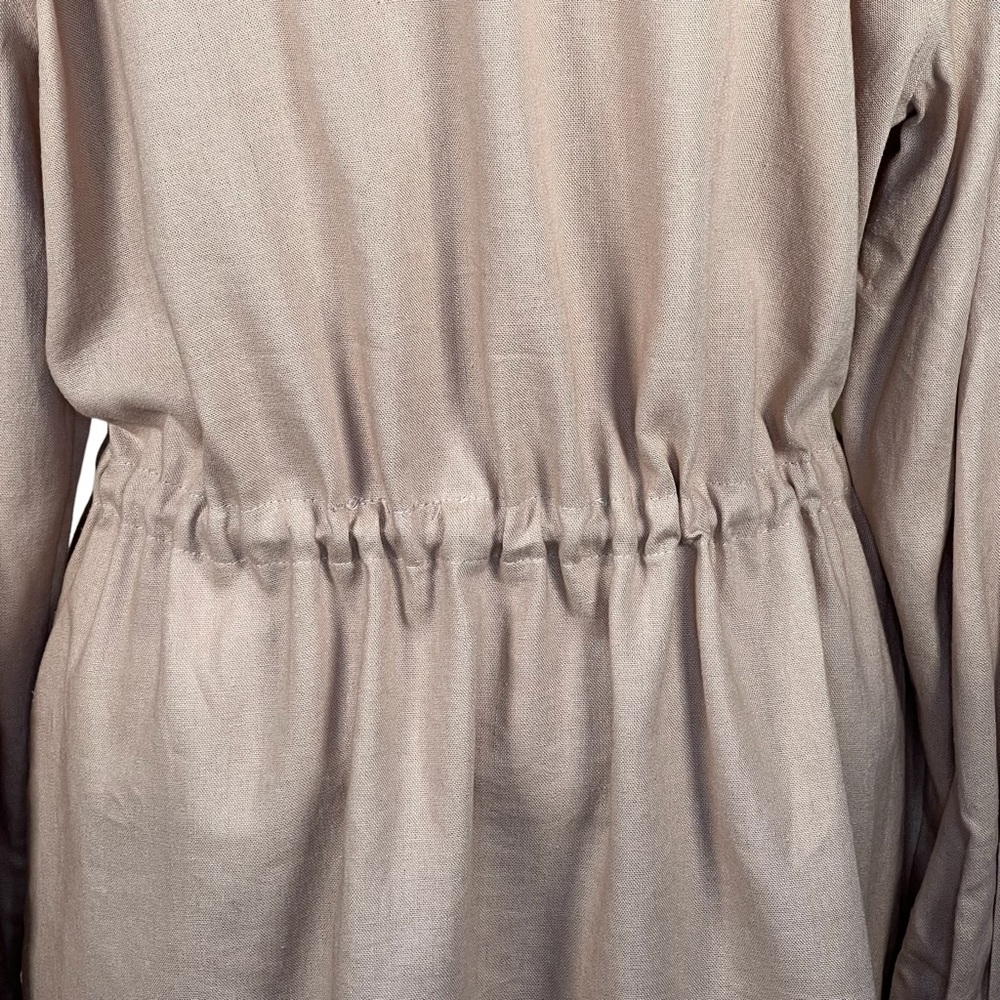 Anne Klein “Sand” Linen Blend Stylish Utility Style Jacket With Gold Trim L NWT - Picture 9 of 16